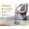 imageBostitch Office KTVLED1502BLK Gooseneck LED Desk Lamp with USB Charging Port Dimmable BlackGray