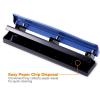 imageBostitch Office Premium 3 Hole Punch 12 Sheet Capacity Metal Rubber Base EasyClean Tray SilverBlue