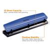 imageBostitch Office Premium 3 Hole Punch 12 Sheet Capacity Metal Rubber Base EasyClean Tray SilverBlue