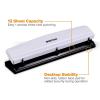 imageBostitch Office Premium 3 Hole Punch 12 Sheet Capacity Metal Rubber Base EasyClean Tray White KTHP12WHITEWhite