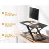 imageBostitch Office Wooden Monitor Stand with Wireless Charging Pad Drawer for Storage Adjustable Height Riser Includes Removable NonSkid Rubber Feet  Wood Grain and White STND2408WHSitStand