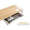 imageBostitch Office Wooden Monitor Stand with Wireless Charging Pad Drawer for Storage Adjustable Height Riser Includes Removable NonSkid Rubber Feet  Wood Grain and White STND2408WHWoodGrain Riser