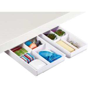 imageBostitch Konnect Under Desk Drawer SelfAdhesive Slide Out Storage Organizer with 4 Customizable Dividers 2Pack