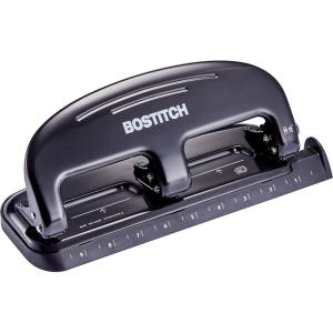 imageBostitch Office EZ Squeeze 20 Sheet Standard 3 Hole Punch Metal Construction SilverBlack HP20