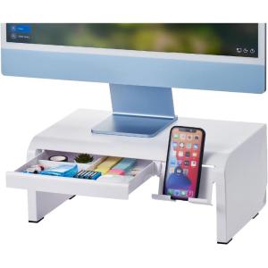 imageBostitch Office Konnect Adjustable Monitor Stand Riser 4 Height Adjustments Builtin Cable Management Rubber Feet  BlackWhite