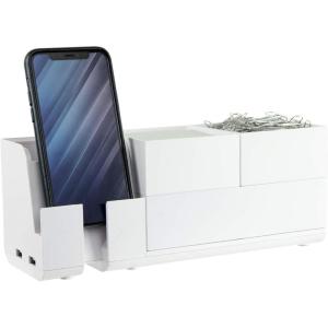 imageBostitch Office Konnect Desk Organizer and Charging Station 2 USB Ports ampamp 2 Plugs Charges Phones ampamp Tablets Accessory Tray 4Piece Design White