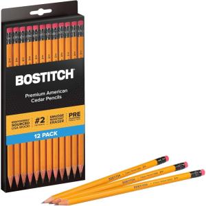 imageBostitch Office Premium 2 Pencils American Cedar Wood PreSharpened HB Graphite 144Pack12 Pack