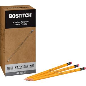 imageBostitch Office Premium 2 Pencils American Cedar Wood PreSharpened HB Graphite 144Pack144 Pack