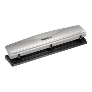imageBostitch Office Premium 3 Hole Punch 12 Sheet Capacity Metal Rubber Base EasyClean Tray Silver 2Pack1 Pack
