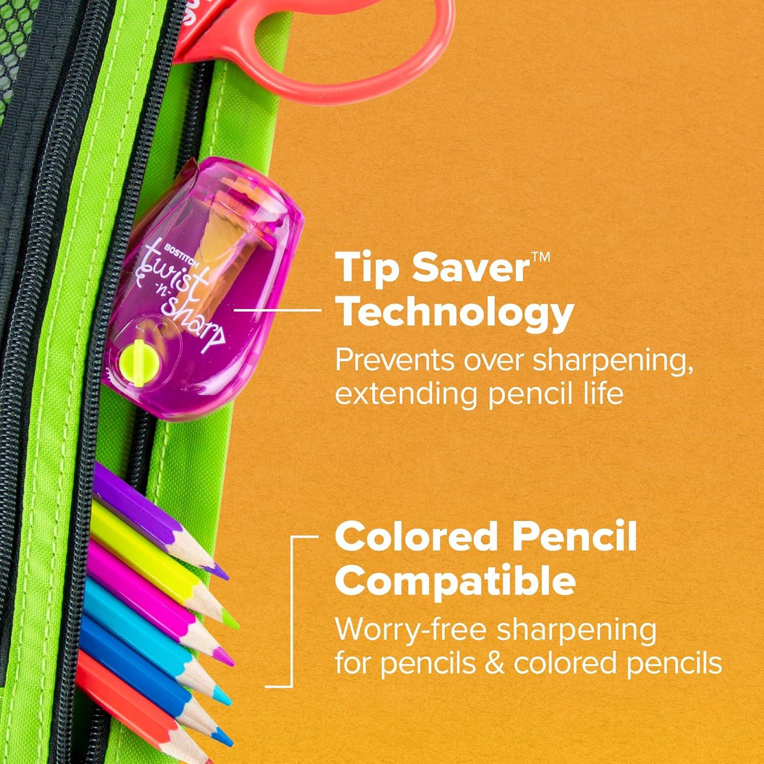 imageBostitch Office TwistnSharp Pencil Sharpener for Kids ampamp Colored Pencils Pink PS1PINKECAssorted