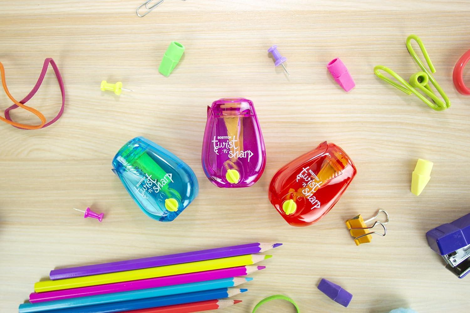 imageBostitch Office TwistnSharp Pencil Sharpener for Kids ampamp Colored Pencils Pink PS1PINKECAssorted