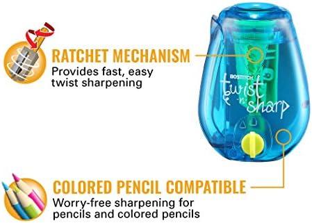 imageBostitch TwistnSharp Pencil Sharpener 2Pack For Kids ampamp Colored Pencils Assorted Colors PS1ADJ2PK