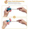 imageBostitch Office Pencil Sharpener TwistNSharp Colored Manual Small Pencil Sharpeners Hand Held 3 Pack Covered Lime Green Blue and Red Color Portable Handheld Sharpeners with Cover PS1ADJX3