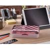 imageIts Academic Metallic pencil Case Box Hard Plastic Stylish QuitedPattern LidAssorted  3Pack