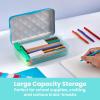 imageIts Academic Metallic pencil Case Box Hard Plastic Stylish QuitedPattern LidBlue