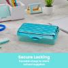 imageIts Academic Metallic pencil Case Box Hard Plastic Stylish QuitedPattern LidBlue