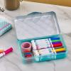 imageIts Academic Metallic pencil Case Box Hard Plastic Stylish QuitedPattern LidBlue