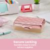 imageIts Academic Metallic pencil Case Box Hard Plastic Stylish QuitedPattern LidRose Gold