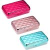 imageIts Academic Metallic pencil Case Box Hard Plastic Stylish QuitedPattern LidAssorted  3Pack