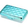 imageIts Academic Metallic pencil Case Box Hard Plastic Stylish QuitedPattern LidBlue