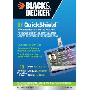 imageBLACK  DECKER QuickShield SelfAdhesive Letter Size Laminating Sheets 3mil 50 Pack LET50SHSSID10HSS