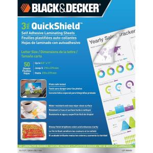 imageBLACK  DECKER QuickShield SelfAdhesive Letter Size Laminating Sheets 3mil 50 Pack LET50SHSSLET50SHSS