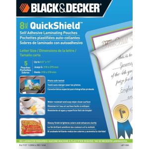 imageBLACK  DECKER QuickShield SelfAdhesive Letter Size Laminating Sheets 3mil 50 Pack LET50SHSSLET5SS