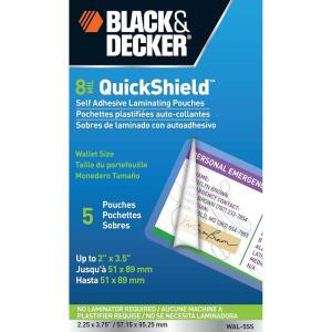 imageBLACK  DECKER QuickShield SelfAdhesive Letter Size Laminating Sheets 3mil 50 Pack LET50SHSSWAL5SS