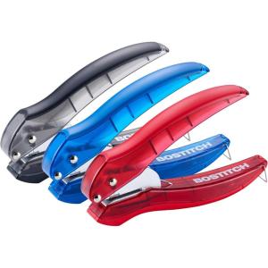imageBostitch EZ Squeeze Hole Punch  3Pack Single Hole Punch 10 Sheet Capacity Ideal for Kids and Adults Black Red and Blue