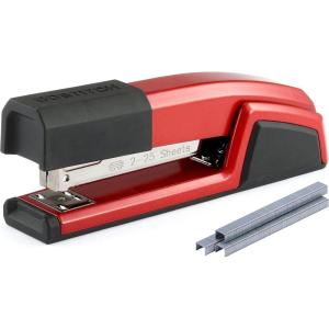 imageBostitch Office Epic Metal 3 in 1 Stapler 25 Sheet Capacity Includes 210 Staples in Staple Storage Compartment ampamp Integrated RemoverRed