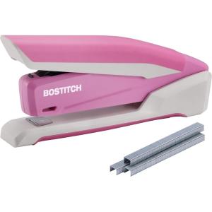 imageBostitch Office InPower SpringPowered Desktop Stapler 20 Sheet Capacity One Finger Stapling Includes 210 Staples Jam Free Opens for Tacking GreenPink