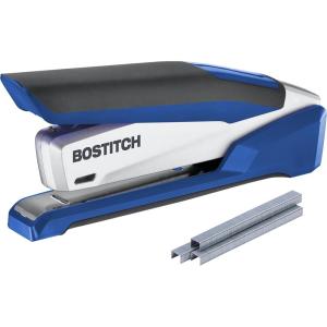 imageBostitch Office InPower SpringPowered Premium Desktop Stapler  One Finger No Effort BlueSilver 1118Blue