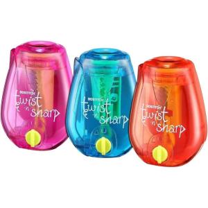 imageBostitch Office TwistNSharp Manual Pencil Sharpener Easy Open Tray Perfect for Kids Works with Colored Pencils ampamp Makeup Pencils 3Pack3 Pack