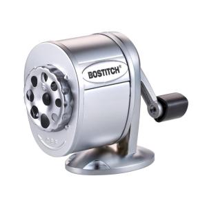 imageBostitch Office Wall Mount Manual Pencil Sharpener Tip Saver 8 Hole Dial 6X Longer Cutter Life Vertical or Horizontal Mounting Silver