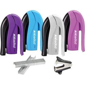 imageBostitch Office inSHAPE Compact Stapler 15 Sheet Capacity One Finger No Effort Spring Powered PurpleAssorted Value Pack 2  No Color Choice