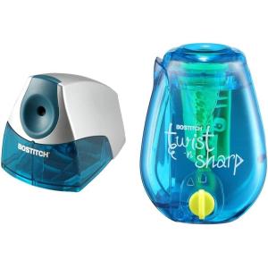 imageBostitch Personal Electric Pencil Sharpener EPS4BLUE and Bostitch Office TwistnSharp Pencil Sharpener PS1ADJBlue