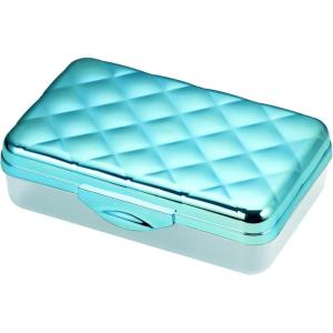 imageIts Academic Metallic pencil Case Box Hard Plastic Stylish QuitedPattern LidBlue