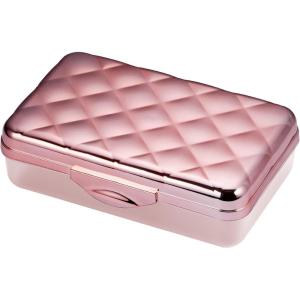 imageIts Academic Metallic pencil Case Box Hard Plastic Stylish QuitedPattern LidRose Gold