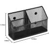 imageLockerMate Magnetic Pencil Holder Locker Organizer with 3 Mesh Storage Compartments BlackBlack