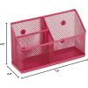 imageLockerMate Magnetic Pencil Holder Locker Organizer with 3 Mesh Storage Compartments BlackPink