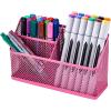 imageLockerMate Magnetic Pencil Holder Locker Organizer with 3 Mesh Storage Compartments BlackPink