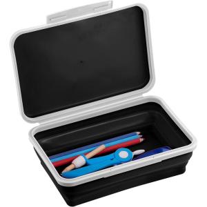 imageIts Academic Flexi Storage Box Folding Collapsible and Adjustable for Pencils Supplies and More Purple 23135Black