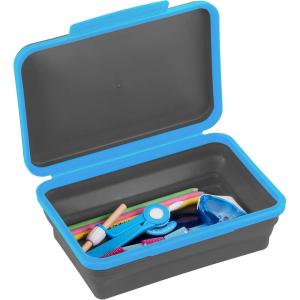 imageIts Academic Flexi Storage Box Folding Collapsible and Adjustable for Pencils Supplies and More Purple 23135Blue
