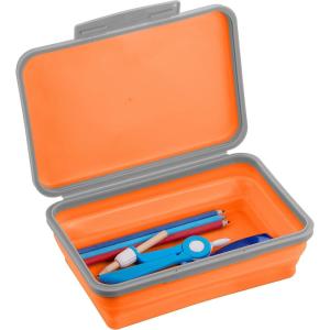 imageIts Academic Flexi Storage Box Folding Collapsible and Adjustable for Pencils Supplies and More Purple 23135Orange