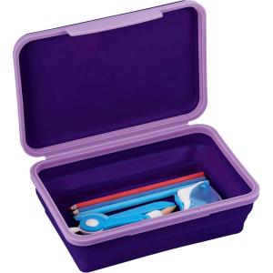 imageIts Academic Flexi Storage Box Folding Collapsible and Adjustable for Pencils Supplies and More Purple 23135Purple