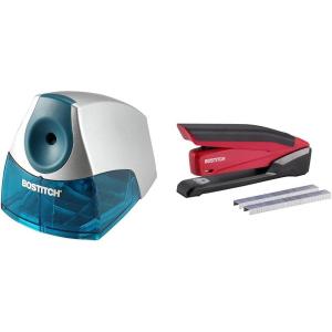 imageBostitch Office Personal Electric Pencil Sharpener and Executive 3in1 Stapler Bundle Blue and RedBlue