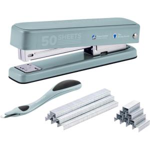 imageBostitch Titan Heavy Duty Metal Stapler 50 Sheet Capacity with 1250 Staples and Ergonomic Staple Remover Jam Free Stapling Full Strip Stapler for Desk Office and Classroom BlackSage