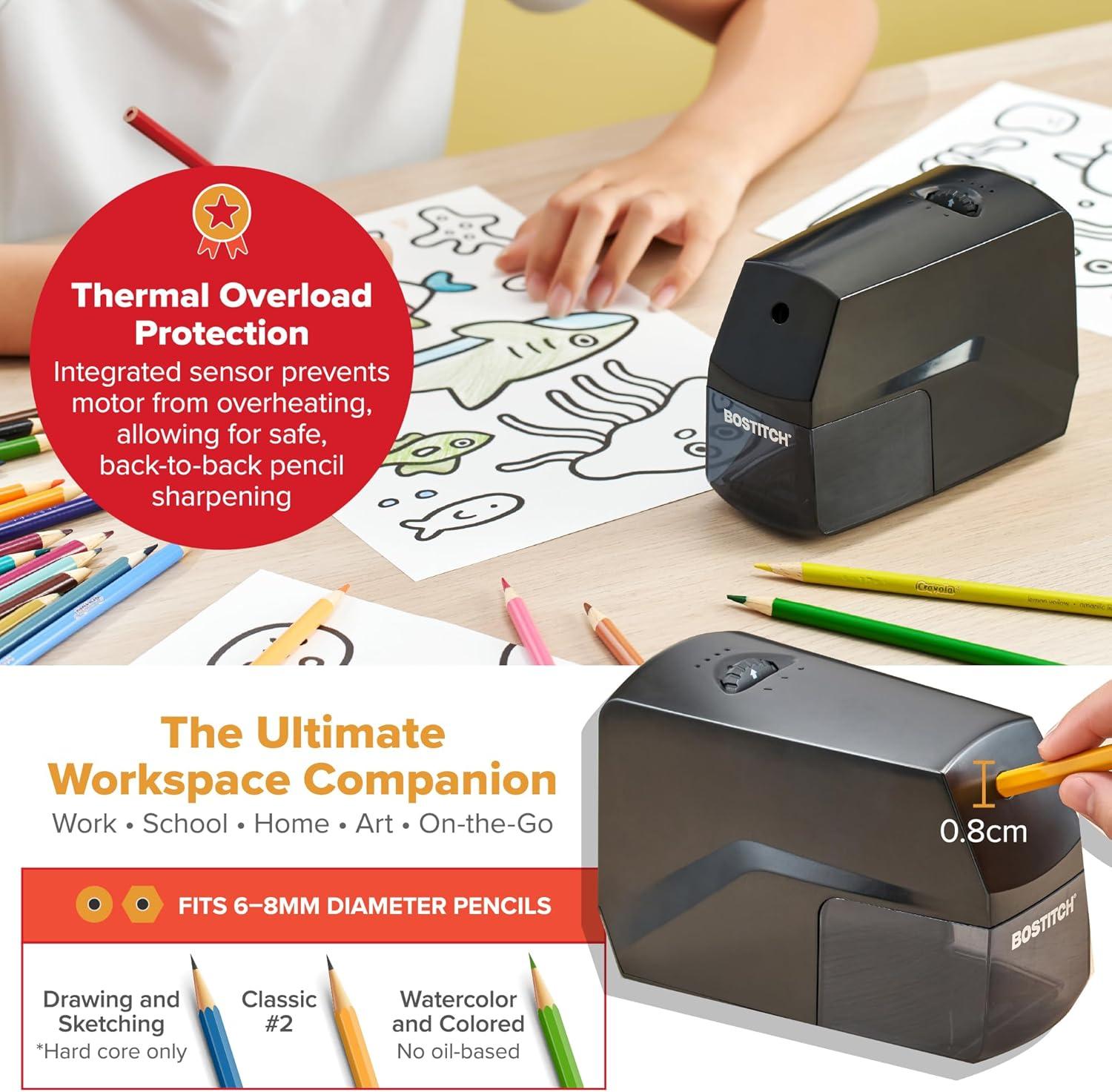 imageBostitch Konnect Rechargeable Pencil Sharpener USBC AutoStop Helical Cutter Portable Electric Sharpener for No2Colored Pencils Home Office Classroom PinkBlack