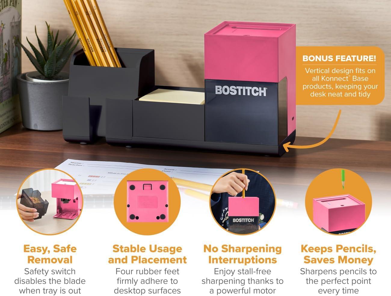 imageBostitch Konnect Rechargeable Pencil Sharpener USBC AutoStop Helical Cutter Portable Electric Sharpener for No2Colored Pencils Home Office Classroom PinkPink