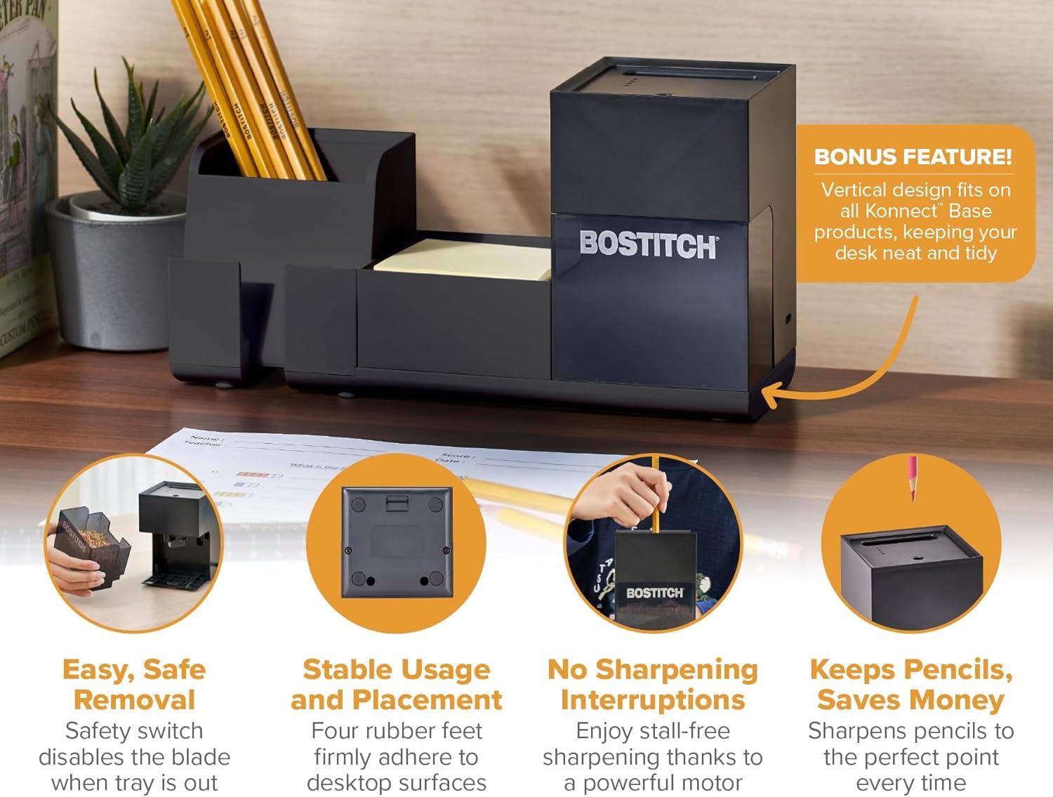 imageBostitch Konnect Rechargeable Pencil Sharpener USBC AutoStop Helical Cutter Portable Electric Sharpener for No2Colored Pencils Home Office Classroom PinkBlack